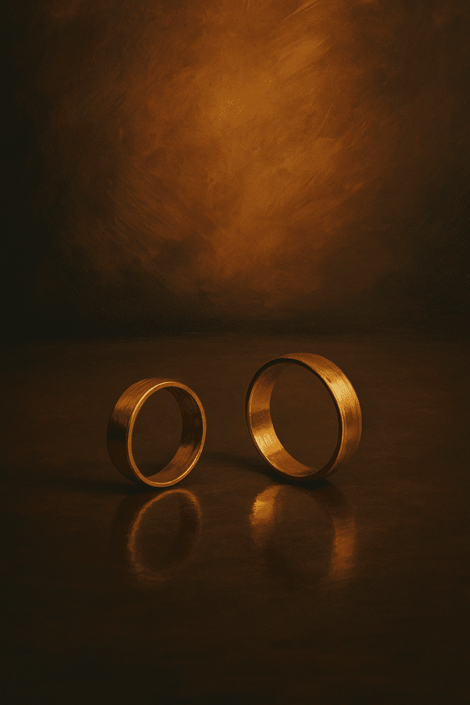 Representación abstracta de dos alianzas separadas qIlustración abstracta de dos anillos separados simbolizando un divorcioue simbolizan el divorcio